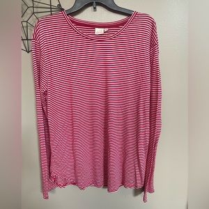 Striped Red & White Long Sleeve Shirt Size M